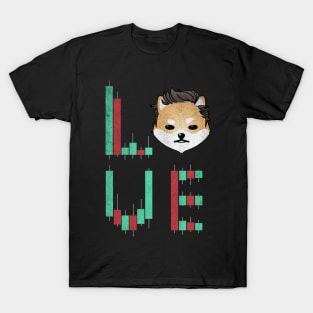 Vintage LOVE Stock Chart Dogelon Mars ELON Coin Valentine Crypto Token Cryptocurrency Blockchain Wallet Birthday Gift For Men Women Kids T-Shirt